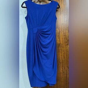 Enfocus Studio Blue Ruched Asymmetrical Midi Dress